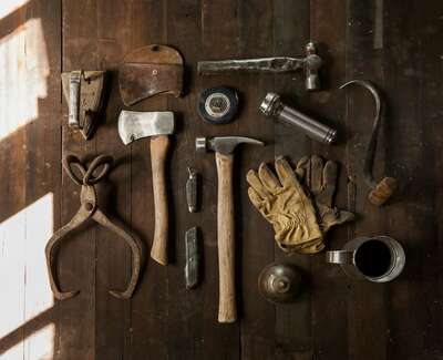 Verschiedene Werkzeuge eines Handwerkers